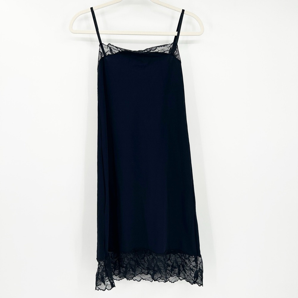 Commando Womens Y2K Whimsigoth Lace Trim Cami Slip Dress Nightie Size M/L‎ Black